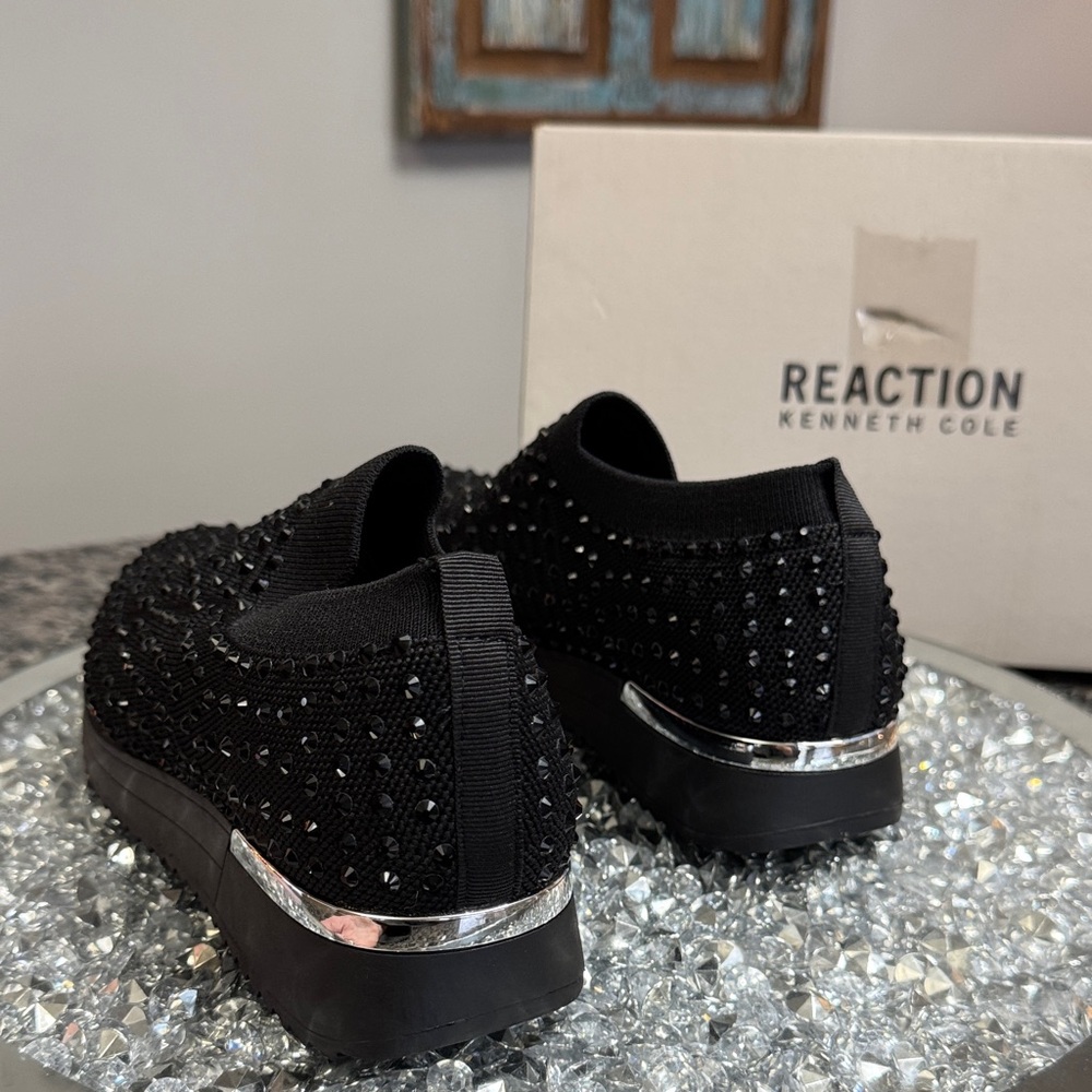 Kenneth Cole Reaction Cameron Jewel Black Slip-On jogger sneakers NEW 7.5 - Picture 3 of 15